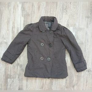 Kenneth Cole Reaction Girl's Size 4 Grey Trench Coat Quilted Liner Puff Sleeves